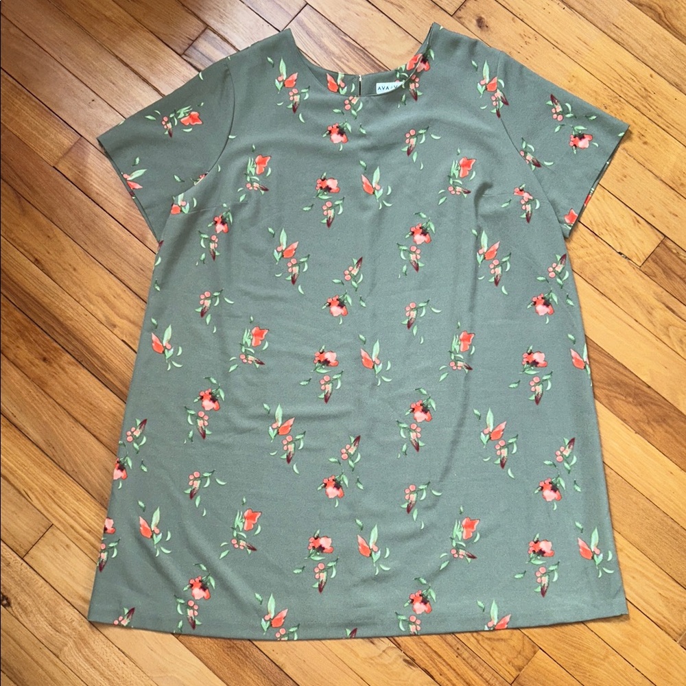 Ava & Viv Olive Green Floral Dress